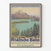 Vintage plakat af Rhätische Bahn – Silsersee Sø og Oberengadin i Schweiz