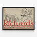Plakat vintage Richards Grill - Illustration Bartender ved shakeren — indrammet kunstværk på væggen