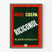 Vintage typografisk plakat Meat Culpa Ricigonol