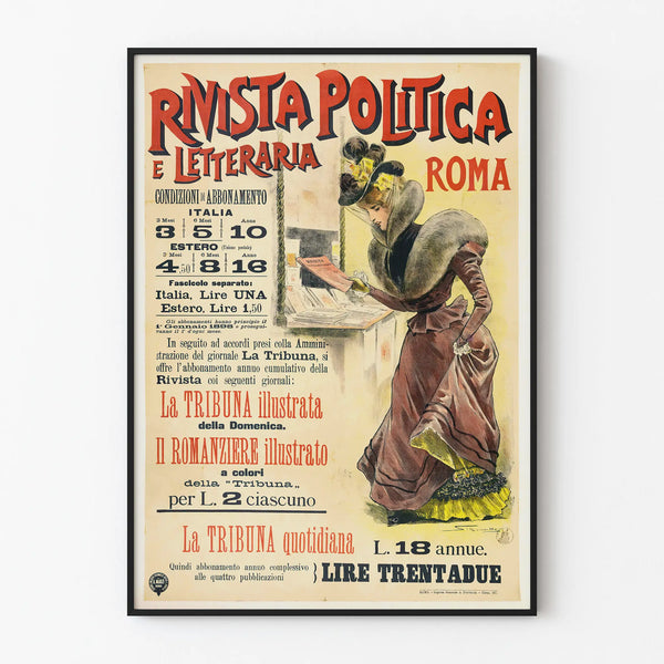 Vintage plakat Rivista Politica e Letteraria Roma til elegant vægdekoration