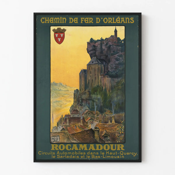 Vintage plakat af Rocamadour - Automobilruter i Haut-Quercy og Bas-Limousin