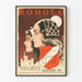 Vintage plakat af Romola med kvindelige portrætter og middelalderligt slot