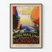 Vintage plakat af Royal Mail Line krydstogter i Norge