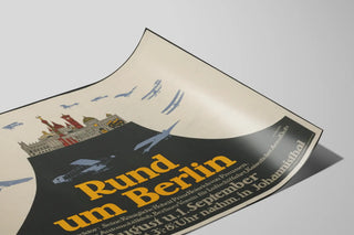 Plakat Vintage Rund um Berlin – Vægdekoration med luftfart og by — visning af kunstværket