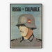 Vintage vægplakat med soldat i gråt hjelm 'Rusland er skyldig'