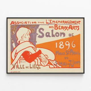 Plakat Salon de 1896 i Liège til Vægdekoration Vintage — indrammet kunstværk på væggen