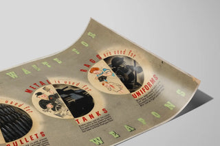 Plakat vintage Genanvendelse "Save Waste For War Weapons" Vægdekoration — visning af kunstværket