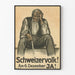 Vintage schweizer plakat 6. december - Illustration af en ældre mand, der sidder