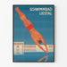 Vintage plakat af svømmebadet Liestal med dykker i aktion