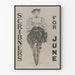 Vintage plakat Scribners for juni med kvinde på cykel