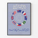 Dekorativ plakat med cirkler af flag og forenede hænder
