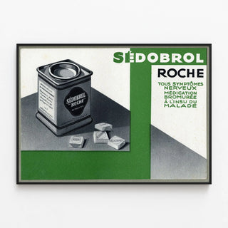 Plakat vintage dekorativ Sedobrol Roche — indrammet kunstværk på væggen