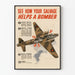 Propagandaplakaten 'Se hvordan dit genbrug hjælper en bomber' - Vintage vægdekoration