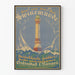 Vintage plakat See- und Solbad Swinemünde med fyr og bølger
