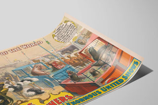 Plakat vintage Sells Brothers Enormous United Shows - Dyretema vægdekoration — visning af kunstværket