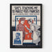 Vintage plakat om fransk undervisning med soldat og ung pige