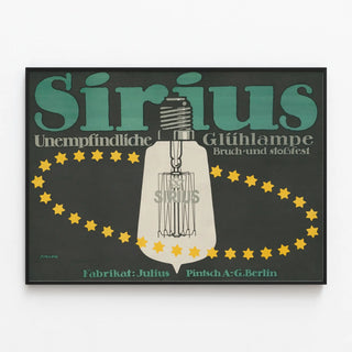 Plakat publicitaire vintage ampoule incassable Sirius – industriel vægdekoration — indrammet kunstværk på væggen