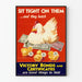 Vintage plakat til promovering af Sejrskvitteringer med høne og kyllinger