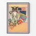 Vintage militærplakat med soldater og amerikanske flag