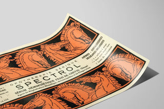 Plakat vintage dekorativ SPECTROL med motiv af hestehoveder — visning af kunstværket