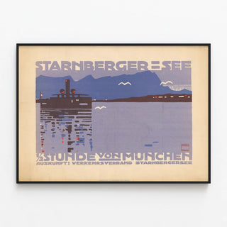 Plakat Vintage Starnbergsøen - Vægdekoration inspireret af den bayerske sø — indrammet kunstværk på væggen