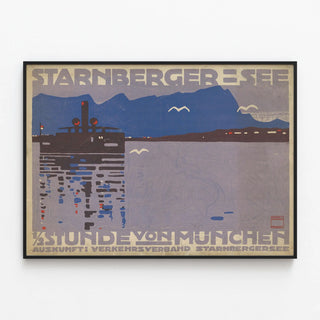 Plakat vintage Starnbergsøen - Retro vægdekoration til indendørs brug — indrammet kunstværk på væggen