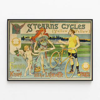 Plakat vintage Stearns Cycles vægdekoration — indrammet kunstværk på væggen