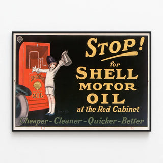 Plakat reklame vintage Shell Motor Oil - retro vægdekoration — indrammet kunstværk på væggen