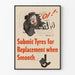 Vintage plakat, der angiver udskiftning af glatte dæk