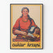 Vintage køkkenplakat med kvinde, sukker og frugt