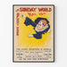 Vintage plakat The Sunday World fra den 10. maj med farverig klovn