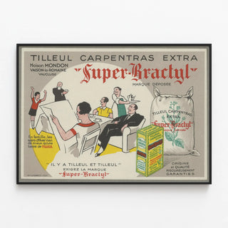 Plakat vintage Vægdekoration Super-Bractyl Tilleul Carpentras — indrammet kunstværk på væggen