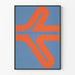 Abstrakt kunstnerisk plakat af Sven Lukin i blå og orange