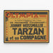 Plakat Vintage Film Tarzan og hans ledsager Johnny Weissmuller — indrammet kunstværk på væggen