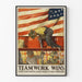 Vintage plakat Teamwork Wins - Patriotisk industriel vægdekoration
