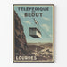 Vintage plakat af Béout kabelbane i Lourdes - Retro vægdekoration