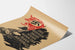 Vintage tysk propagandaplakats med rød banner og faldet mand