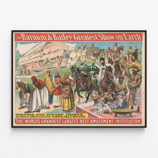 Plakat Vintage Barnum & Bailey Greatest Show on Earth – Kulturel vægdekoration — indrammet kunstværk på væggen