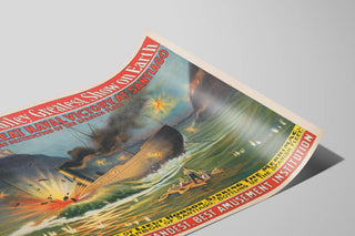 Plakat vintage Amerikas store flådessejr i Santiago - maritim vægdekoration — visning af kunstværket