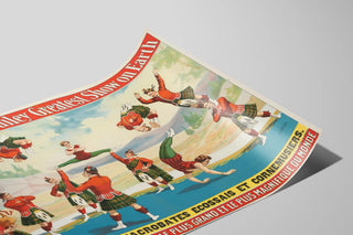 Plakat vintage Barnum & Bailey - Skotsk trup af akrobater og sækkepiber — visning af kunstværket