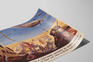 Plakat Vintage Britiske hærens lynfremrykning i Nordafrika — visning af kunstværket