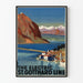 Vintage plakat af elektrisk linje St. Gotthard – Vægdekoration med bjerg og sø