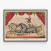 Plakat vintage « The Four-Horse Act » – Vægdekoration Cirkus og Heste — indrammet kunstværk på væggen