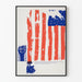 Grafisk plakat med stiliseret amerikansk flag af Peter Paul Piech