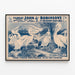 Plakat vintage Le Grand Cirque de John Robinson med hvide pelikaner — indrammet kunstværk på væggen