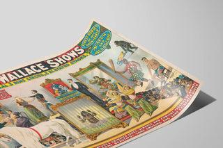 Plakat vintage The Great Wallace Shows – vægdekoration til biograf og cirkus — visning af kunstværket