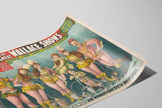 Plakat Vintage Cirque The Great Wallace Shows og Famille Stirk-cykelryttere — visning af kunstværket
