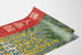 Vintage japansk plakat med blå og grønne plante-motiver