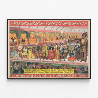 Plakat Vintage Barnum & Bailey The Peerless Prodigies - Vægdekoration Retro — indrammet kunstværk på væggen