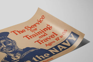 Plakat Vintage Rekruttering US Navy til Vægdekoration — visning af kunstværket